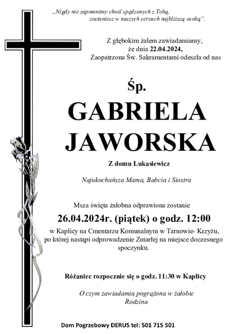 Śp. Gabriela Jaworska